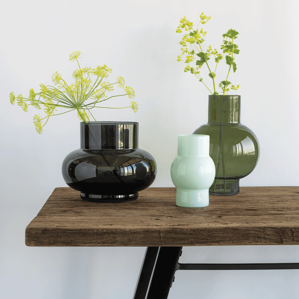Vase Recycled Glass Tummy B, Black
