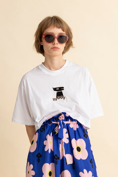 CROPPED TEE PIP- WOOF WHITE