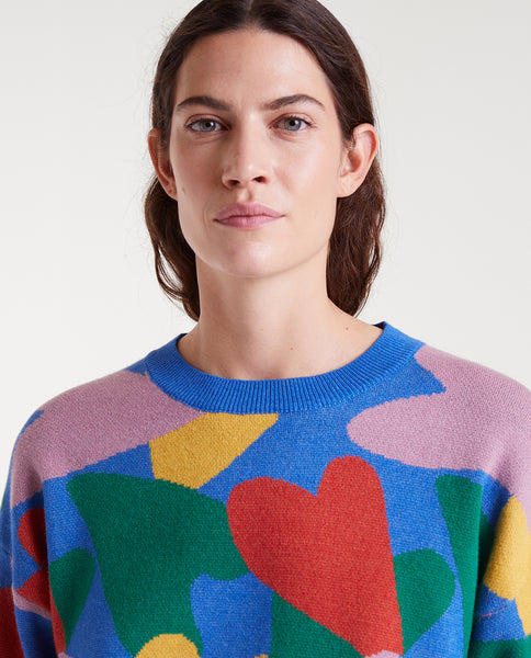 Jacquard knit sweater with cupid print