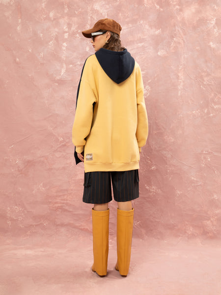 OVERSIZED HOODIE - DARK BLUE/YELLOW