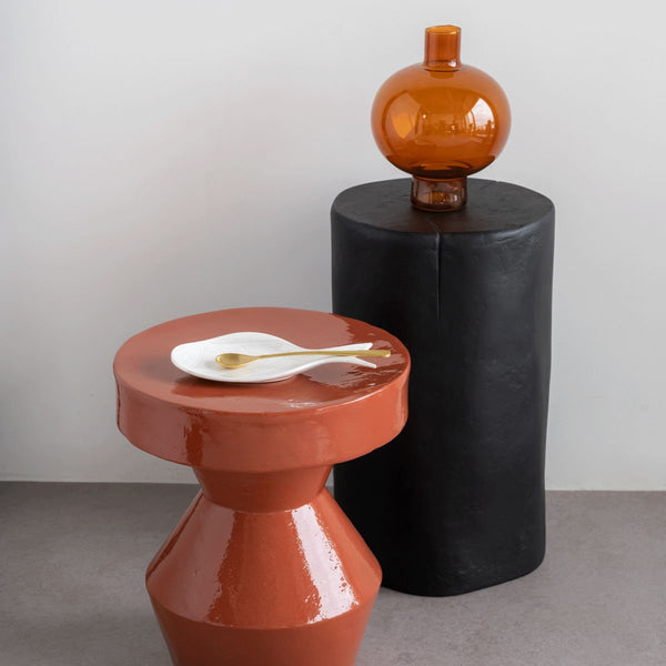 Vase recycled glass round - Golden Oak