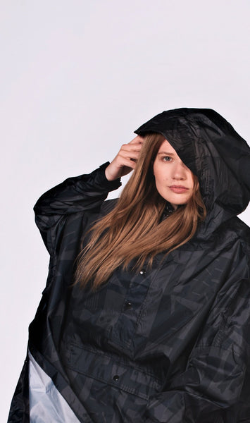 Back to Black Art Camo - Rain Poncho