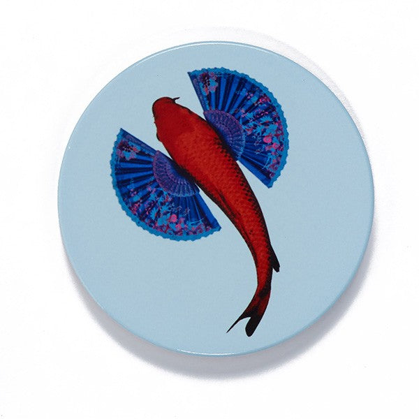 Set of 4 ceramic coasters - Fish Koi