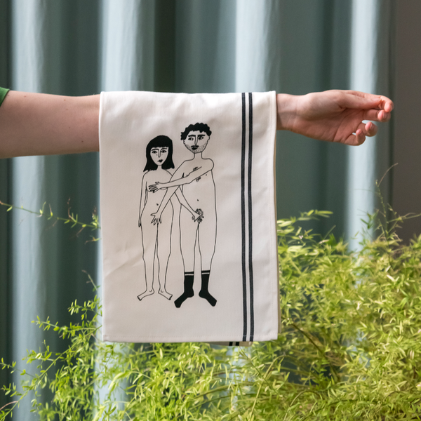 Tea Towel Naked Couple Back