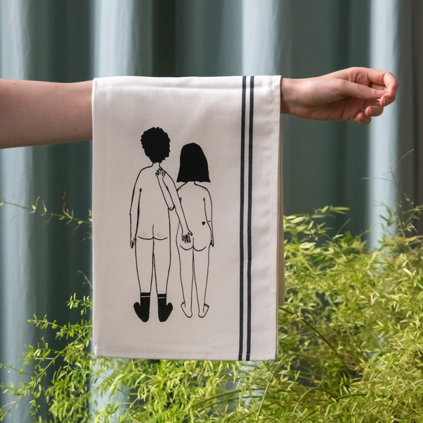 Tea Towel Naked Couple Back