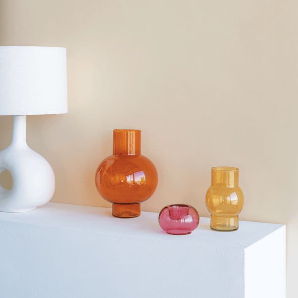 Vase Recycled Glass Tummy A, Orange Rust