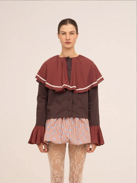 FROSTED BROWN CAPE JACKET