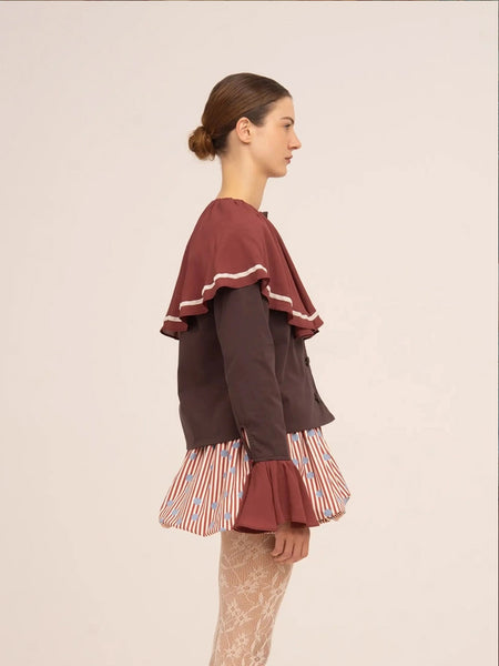 FROSTED BROWN CAPE JACKET