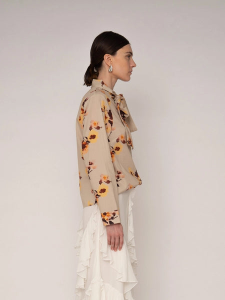 JULIETTE FLORAL PRINT RIBBON BLOUSE