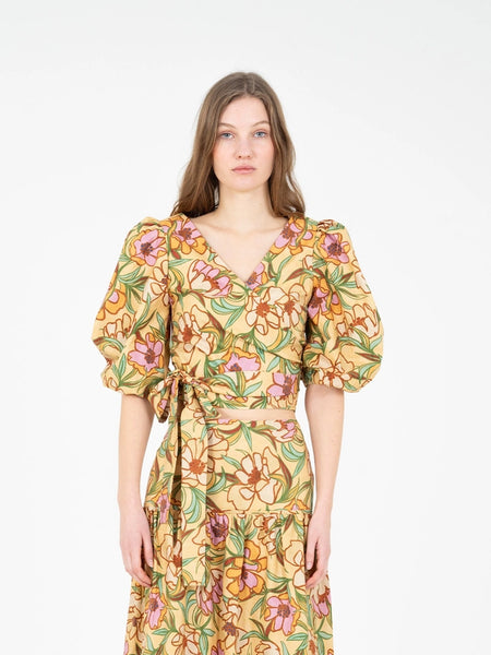 LYSANDRA FLORAL PRINT WRAP TOP