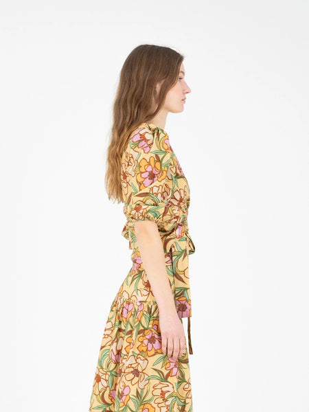 LYSANDRA FLORAL PRINT WRAP TOP