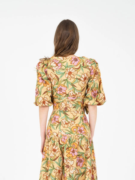 LYSANDRA FLORAL PRINT WRAP TOP