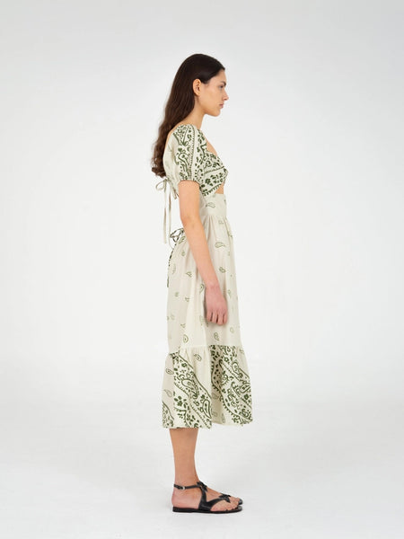 MASTER GREEN PAISLEY-STYLE PRINT MAXI DRESS