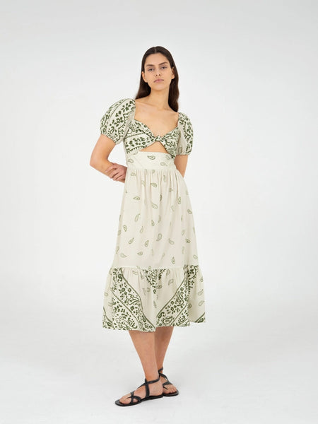 MASTER GREEN PAISLEY-STYLE PRINT MAXI DRESS