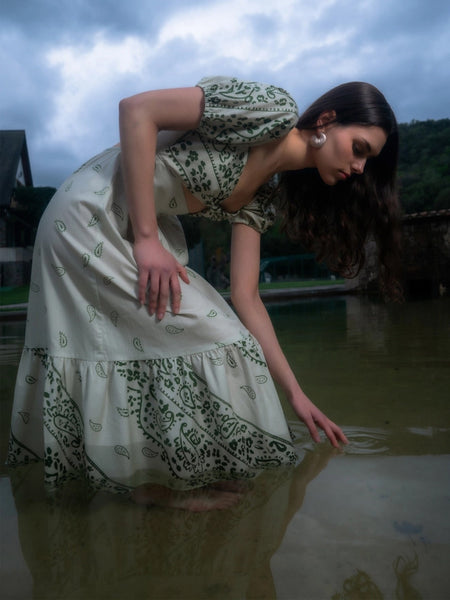 MASTER GREEN PAISLEY-STYLE PRINT MAXI DRESS