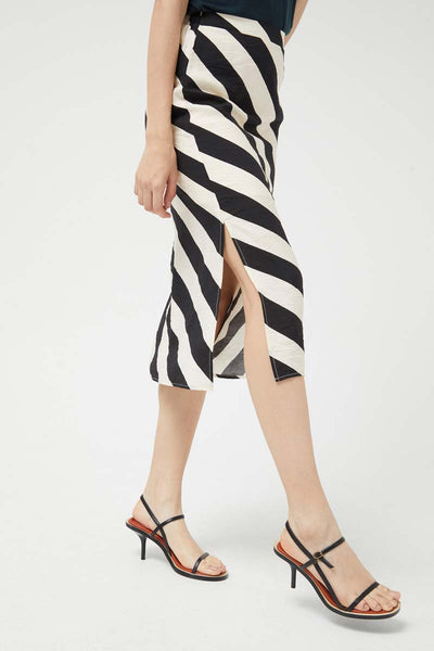 Cruela striped midi skirt