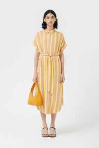 Stripe Short-sleeve Midi Dress