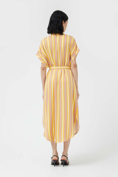 Stripe Short-sleeve Midi Dress