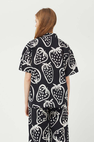 Black strawberry print unisex shirt