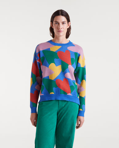 Jacquard knit sweater with cupid print