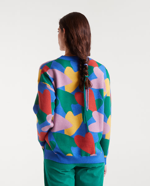 Jacquard knit sweater with cupid print