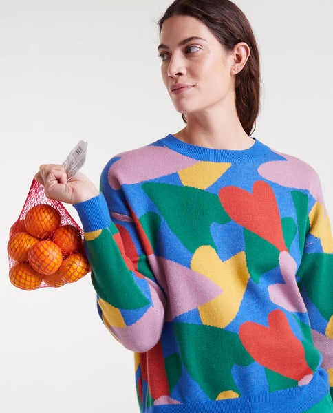 Jacquard knit sweater with cupid print
