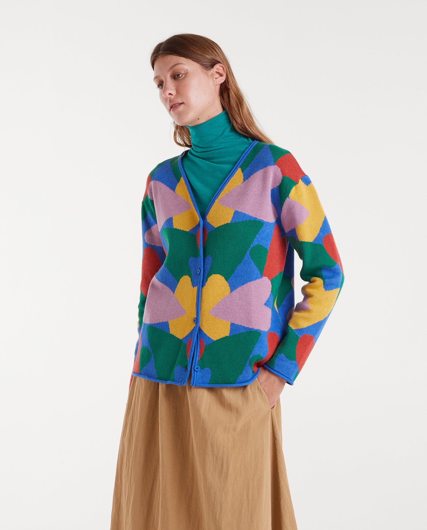 Jacquard cardigan with cupid print