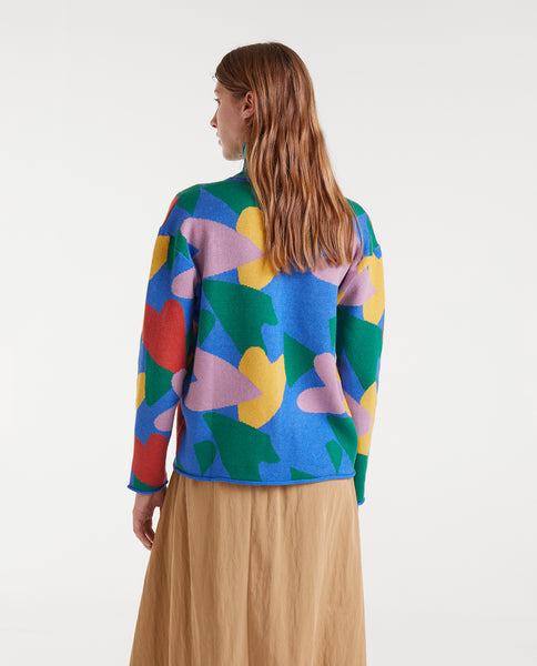 Jacquard cardigan with cupid print