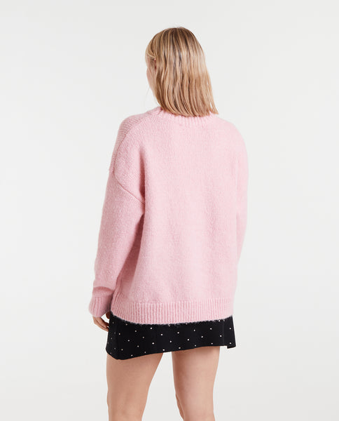 Jacquard knit sweater with Strawberry print