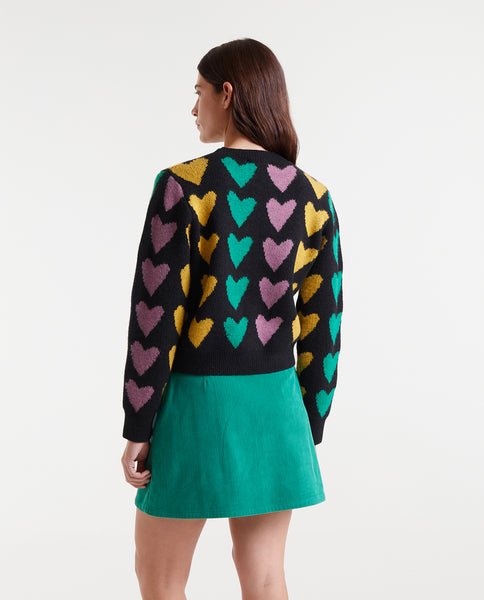Jacquard knit sweater with Cupid lines print