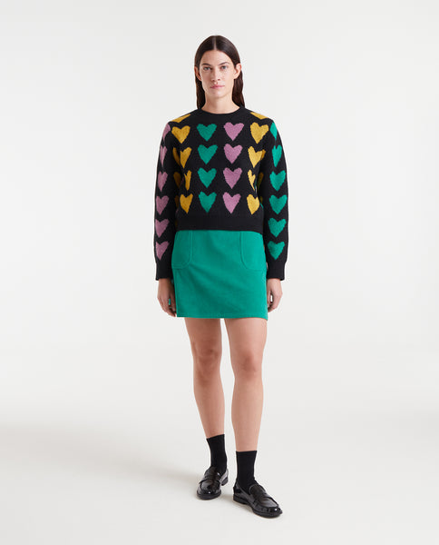 Jacquard knit sweater with Cupid lines print