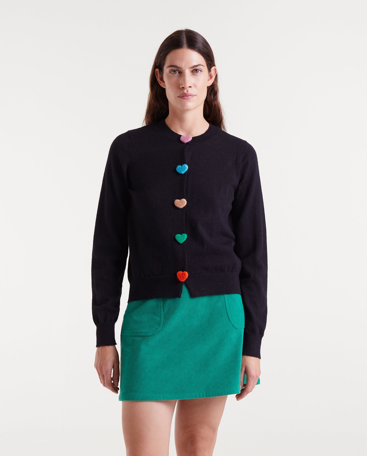 Black knitted cardigan with heart detail