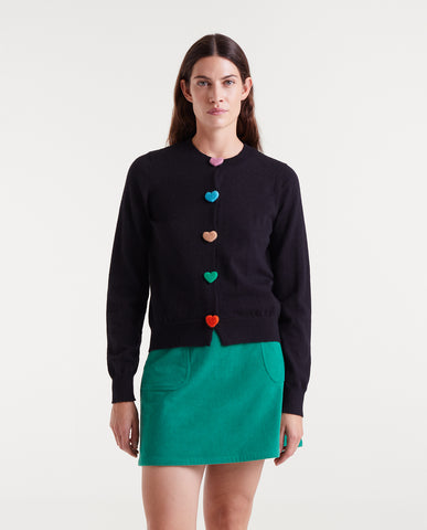 Black knitted cardigan with heart detail