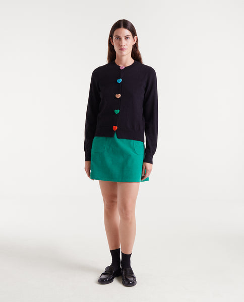 Black knitted cardigan with heart detail