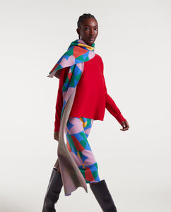 Cupid print jacquard knit scarf