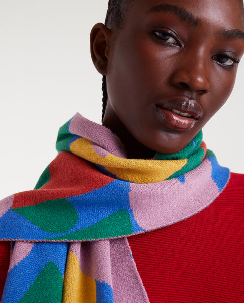Cupid print jacquard knit scarf