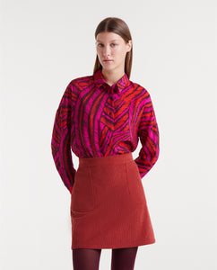 Fedora print lightweight crepe shirt