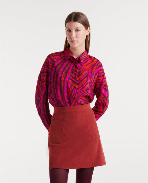 Fedora print lightweight crepe shirt