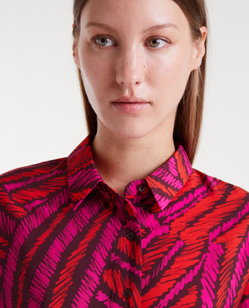 Fedora print lightweight crepe shirt