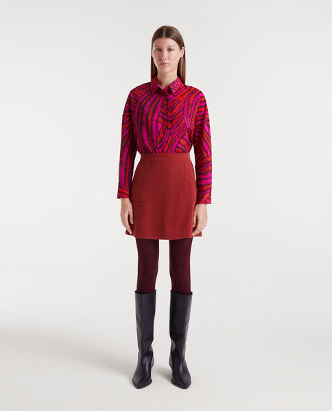 Fedora print lightweight crepe shirt