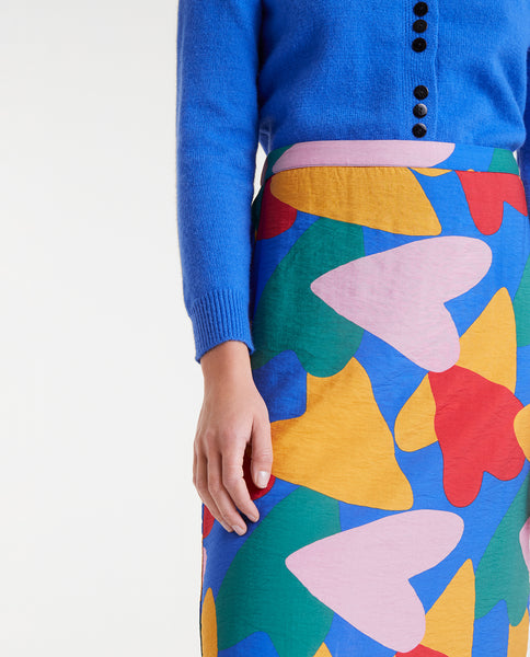 Lightweight crepe midi skirt with Cupid print