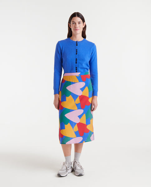 Lightweight crepe midi skirt with Cupid print