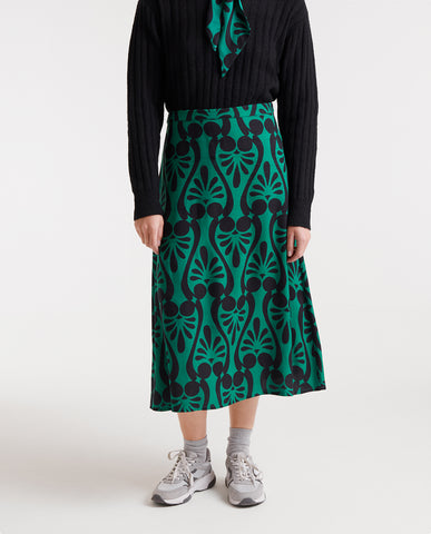 Baroque print midi skirt