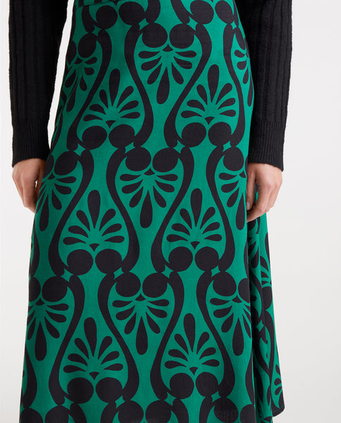 Baroque print midi skirt