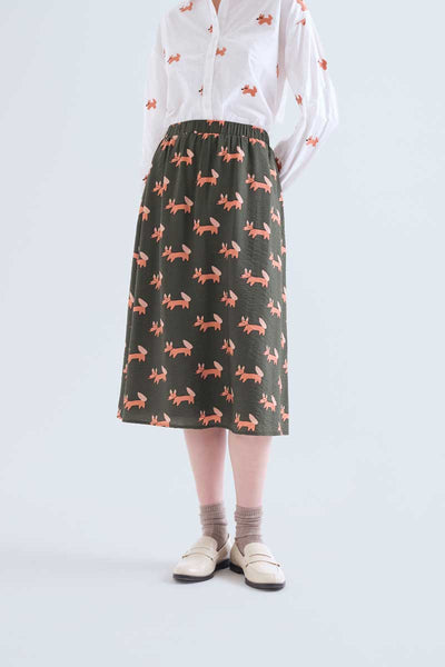 Fox Print Midi Skirt