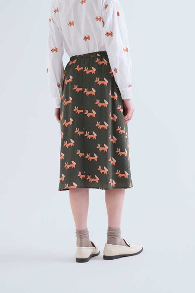 Fox Print Midi Skirt
