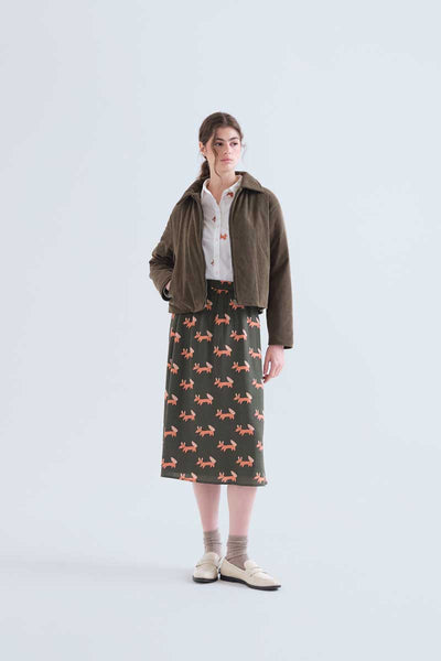 Fox Print Midi Skirt