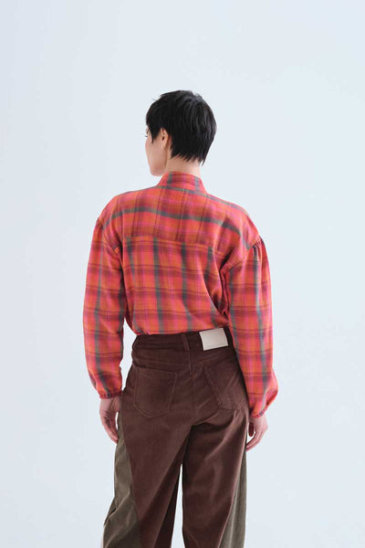100% cotton Pink Plaid print shirt