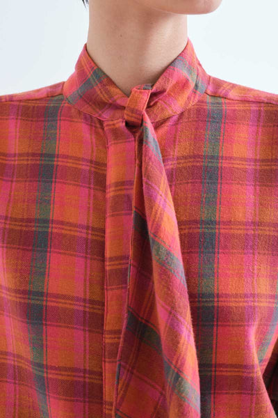 100% cotton Pink Plaid print shirt