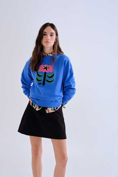 100% cotton sweatshirt with Neo Garden floral patch